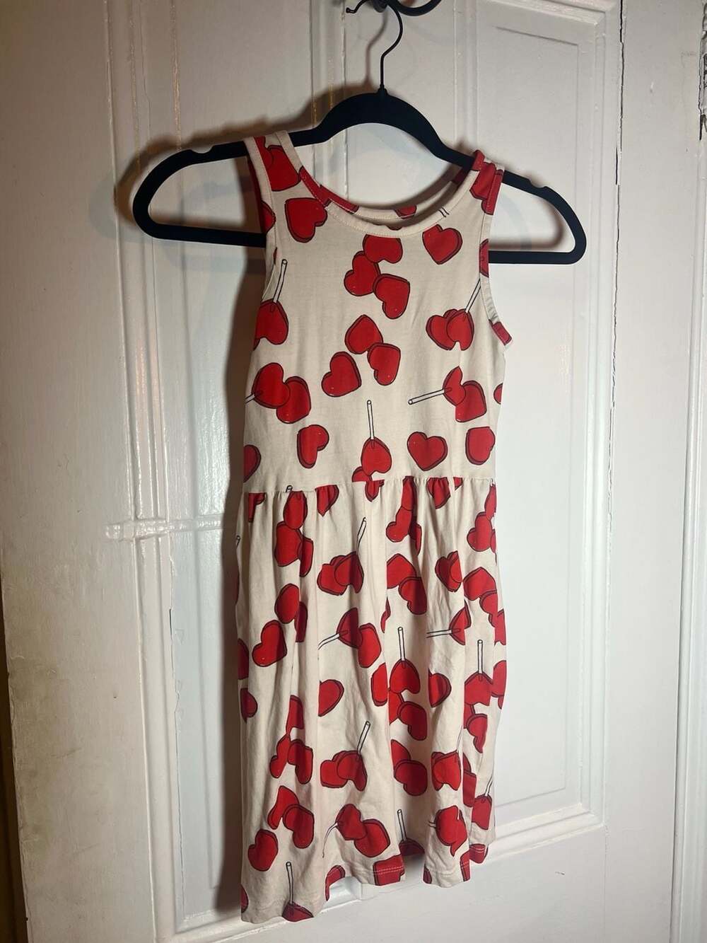H&M Girls Sleeveless Jersey Dress with Heart Lollipops Print